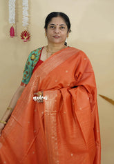 Orange - Sithara - Semi Tussar with buttas and Multi Border